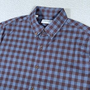 Twillory Shirt Mens Small/Medium S-M Blue Check Untuckable Button Tailored Fit